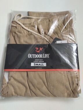 Outdoor Life Men's Jersey Cargo Joggers - Beige/Tan Size Small New